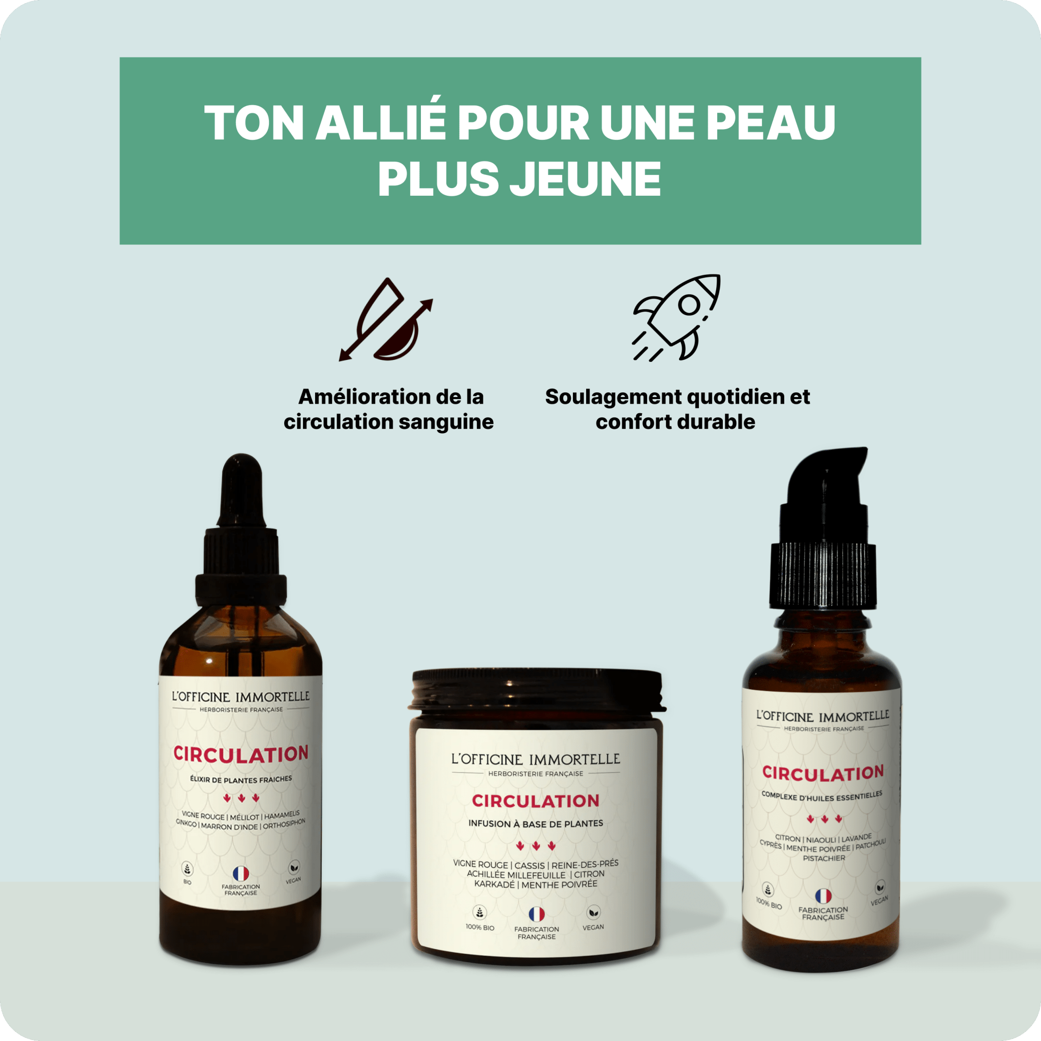 Cure circulation - Jambes douloureuses ou gonflées - Officine Immortelle