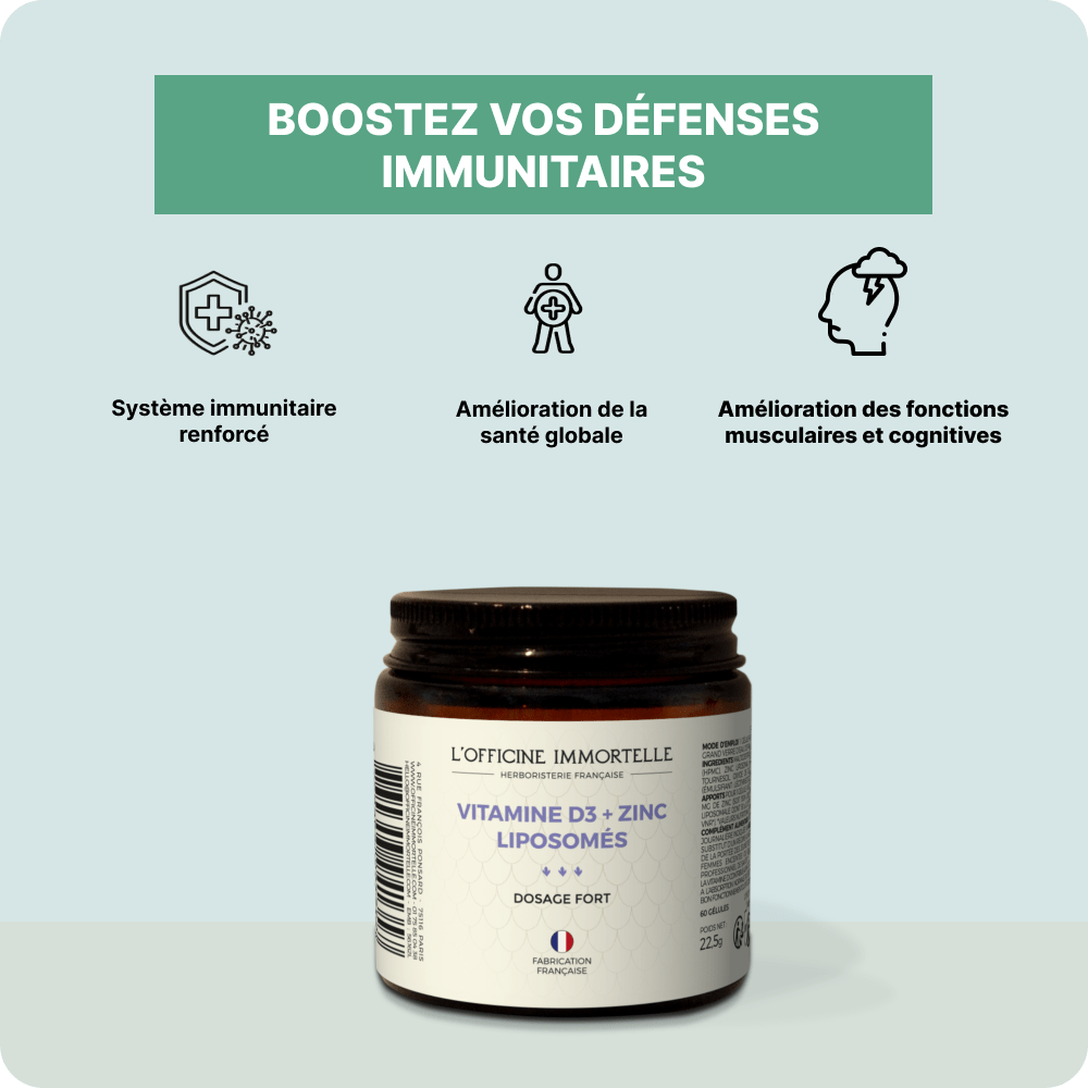 Complexe immunité | Vitamine D3 + Zinc liposomés - Officine Immortelle