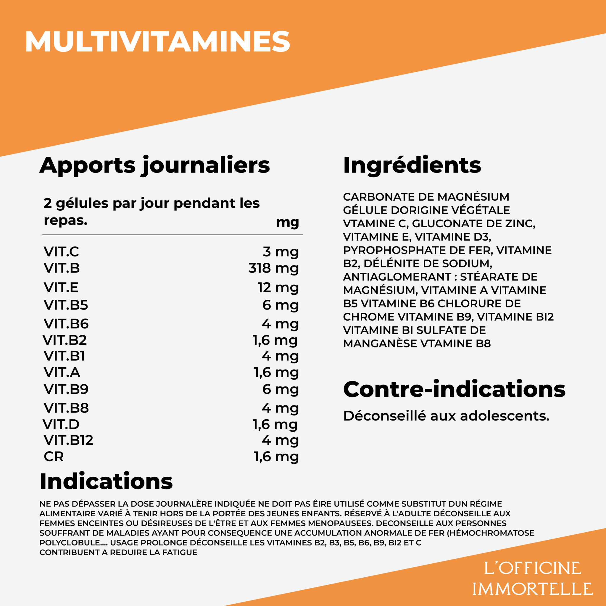 Multivitamines - Officine Immortelle